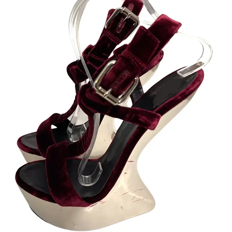Strage Style T Strap Sandals Sexy Pointed Toe Solid  Accept Customized Size35-46 New Arrivals Fashion Women Runway Shoes