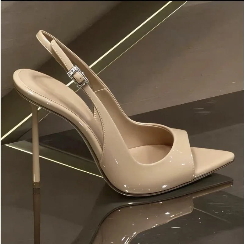 Sexy Thin High Heel Women Sandals Fashion Ankle Strap Singbacks Mules Shoes Summer Elegant Wedding Dress Sandalias Shoes