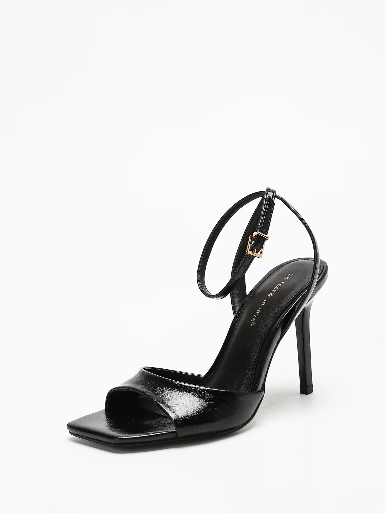 Classic Black Ankle Strap Stiletto Heels, Square Toe Open Toe HighHeels, Women's Versatile Dress Shoesfor All Occasions
