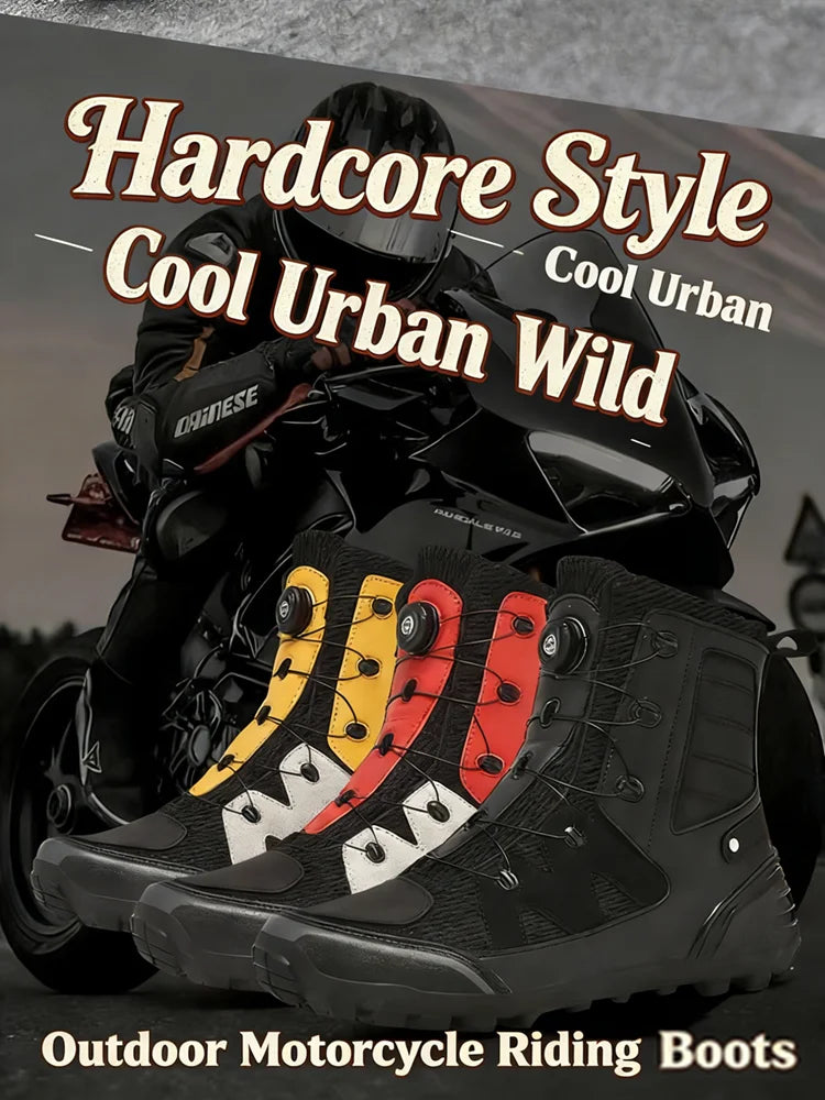 Motorcycle Boots Men Moto Riding Boots Four Seasons Breathable Motorcycles Shoes Motorbike Chopper Cruiser Touring Ankle Shoes