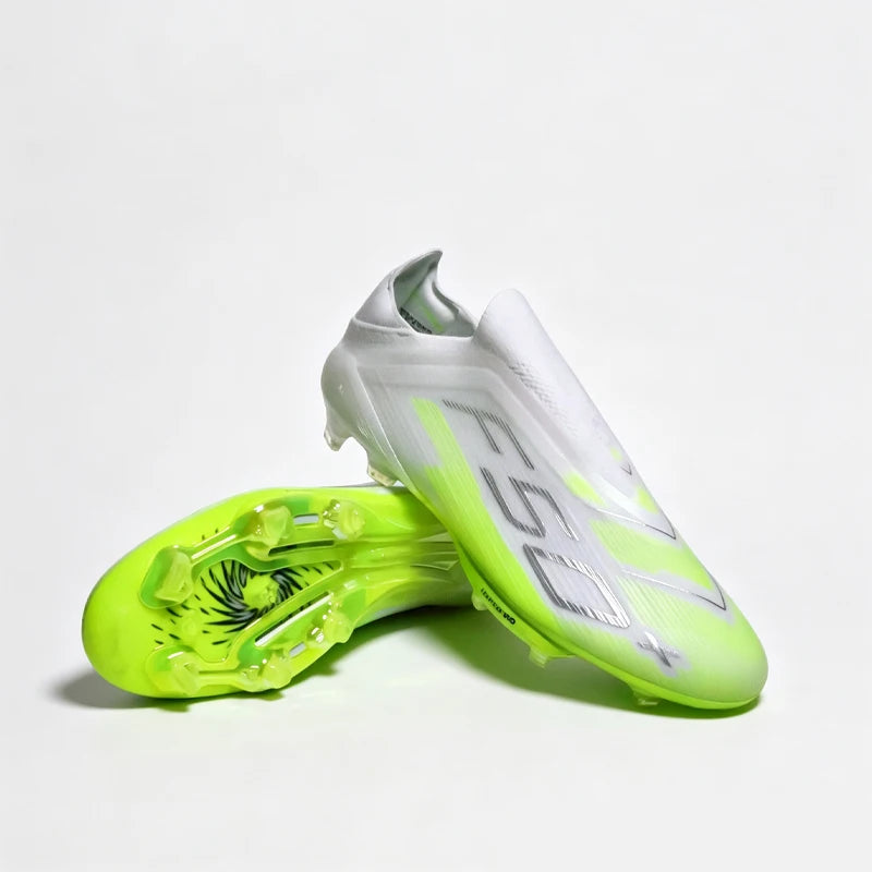 NO-LACE Premium Quality Mens Soccer Shoes SLIP-ON Non-Slip Turf Soccer Cleats Youth FG Training Football Boots Chuteira Campo