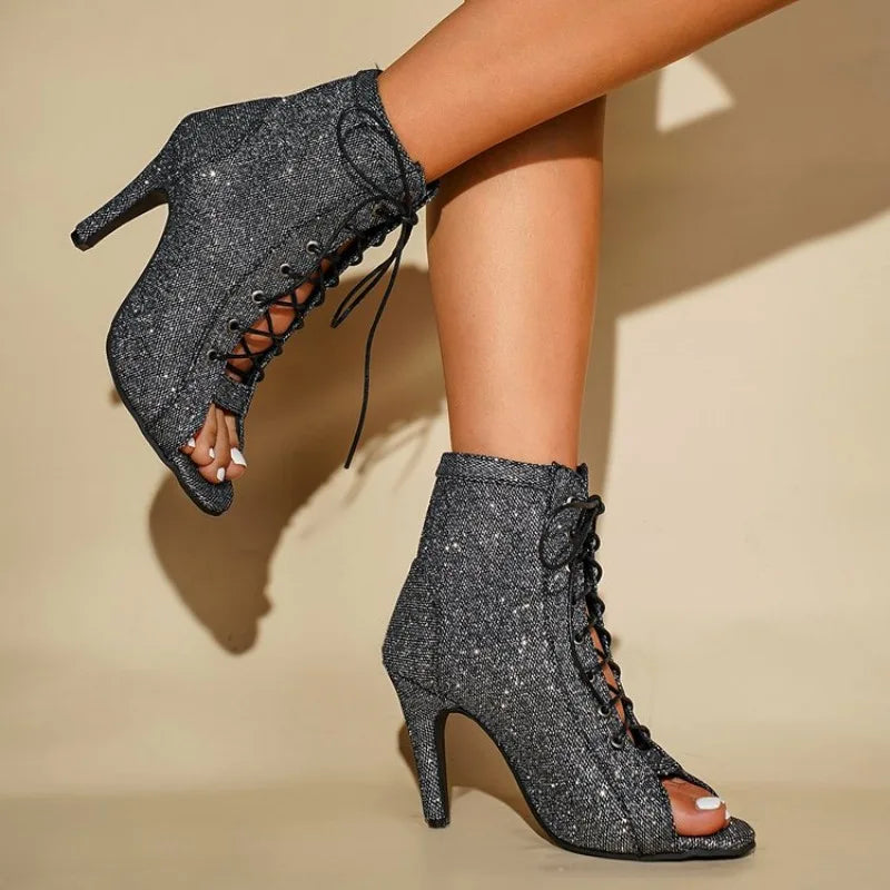 Summer Women's High-Quality Fashion Sandals Sexy High Heels Open-Toe  Comfortable Indoor Jazz Dance Heels Shoes for Ladies