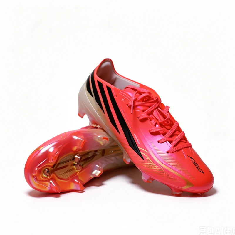 Pink F50-WC Mens Football Boots Training Studded Fast Soccer Cleats Outdoor Non Slip Football Shoes Chuteira Campo 36-45