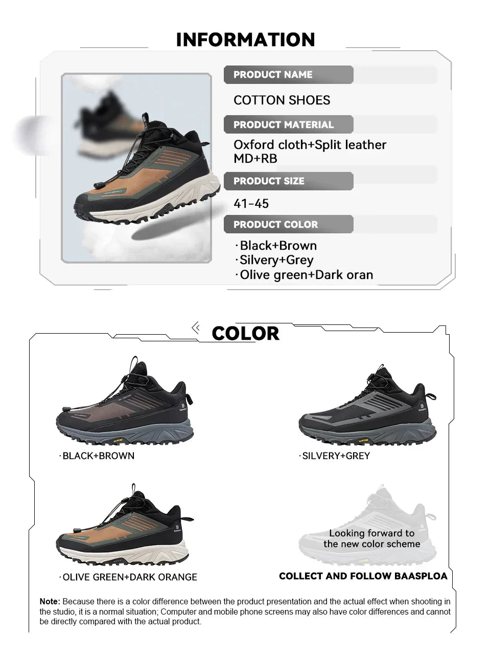 Men Hiking Shoes Outdoor Waterproof Resistant Sneakers Male Winter Comfort Plush Warm Casual Walking Shoes Non-Slip
