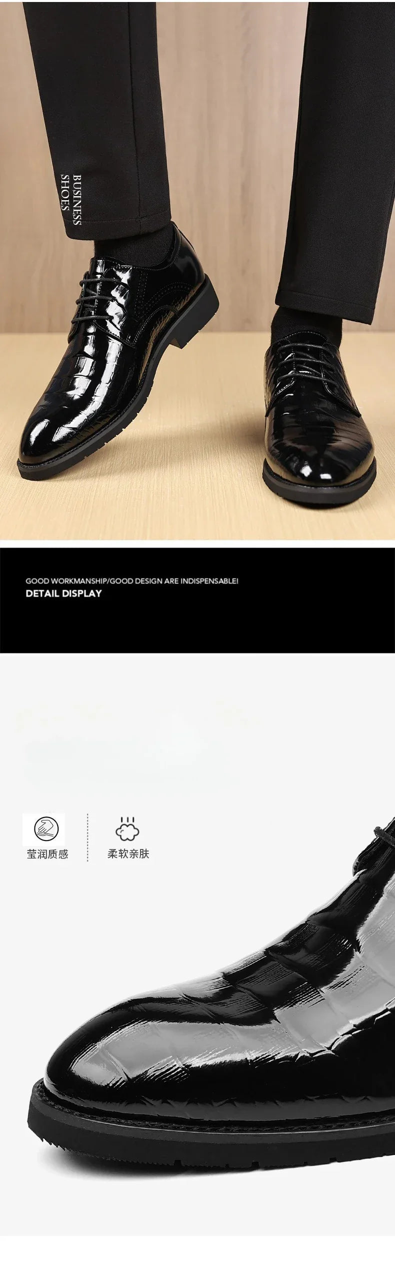 New Designer Autumn Collection British-style Men's Dress Shoes Fashion Patent Leather Commuter Shoes Male Black Casual Shoe Man