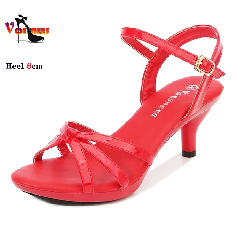 Voesnees Sandals Women Shoes  Size 43 Thin Heels Summer Naked Color Peep Toe High Heels Sexy Nightclub Party Slides Heels Shoes