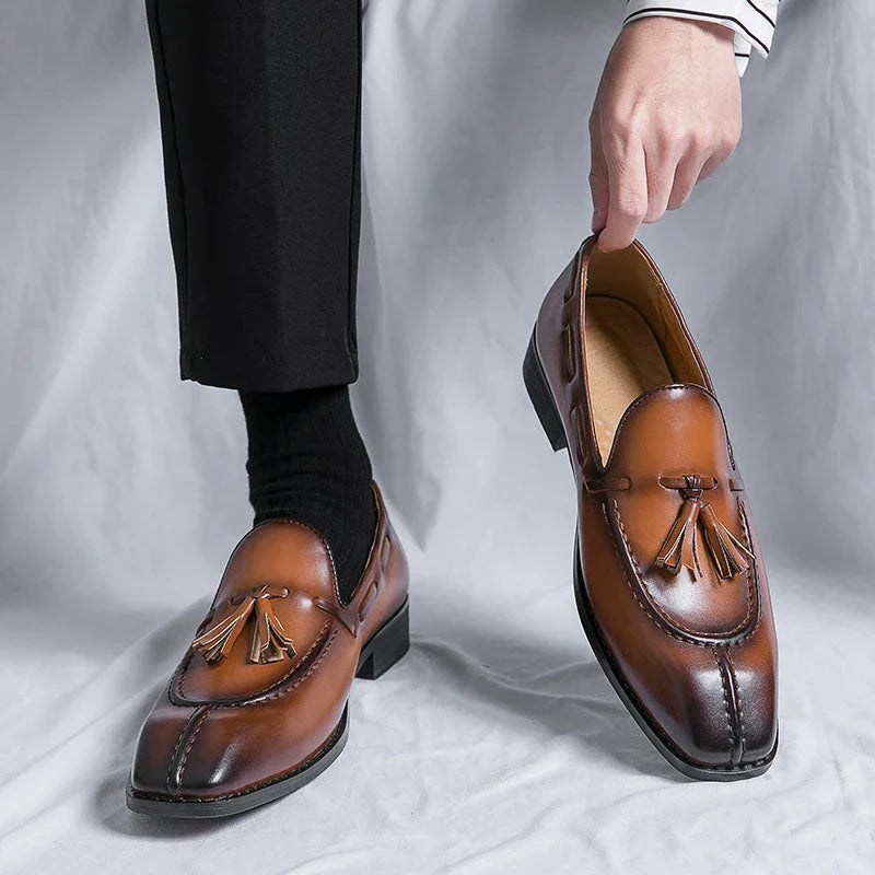 Fashion Shoe Office Shoes for Men Casual Shoes Breathable Leather Loafers Mens Driving Moccasins Comfortable Slip on 2023 Brown
