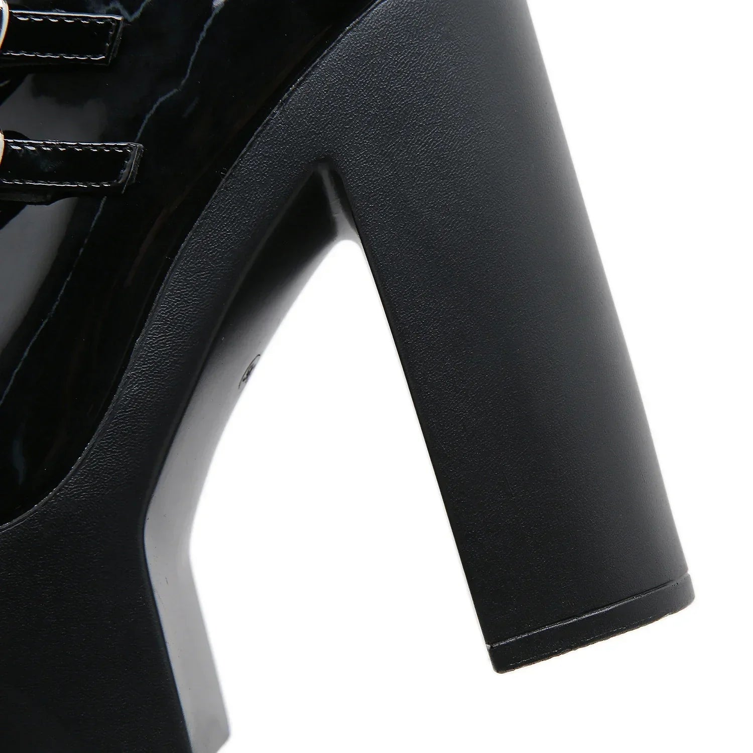 Block Heels Pumps for Women Fashion Multi Buckle Strap Heart Design Dress Shoes Side Zipper High Heels Mary Jane Shoes