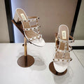 Luxury Women's Shoes Gladiator Shoes Woman 2026 Trend for Women's Sandals Summer Slippers Chunky Heel Leather Rivets High Heels
