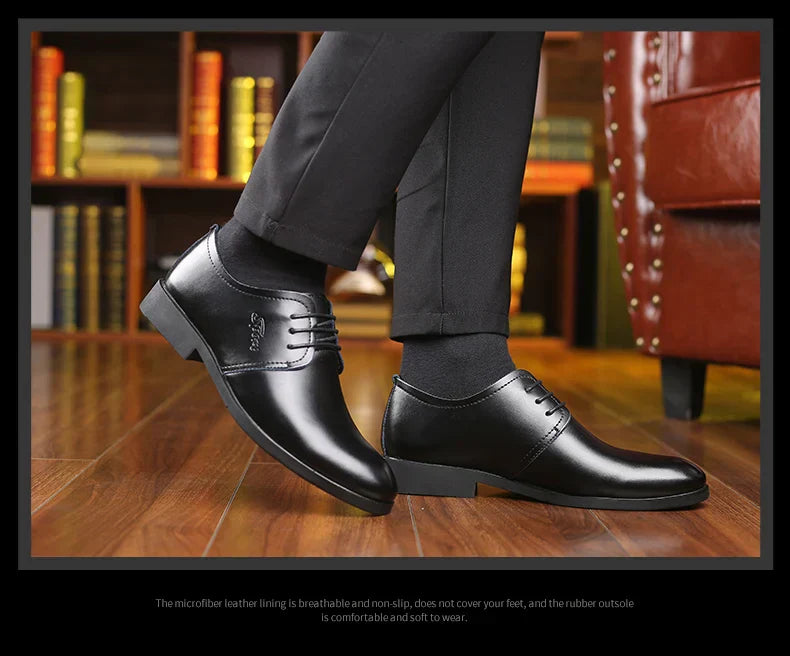 Men's Shoes Black Leather Formal Shoes for Men Oxfords Male Wedding Party Office Business Shoe Man zapatos de hombre Plus Size