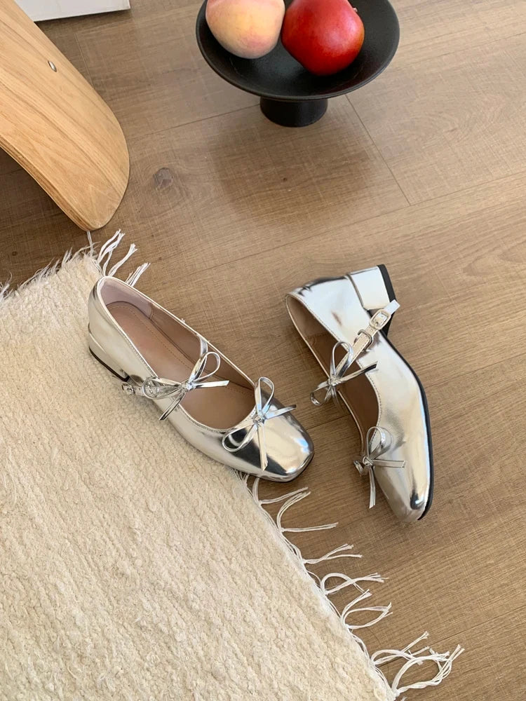 2026 Spring Autumn Women Mary Jane Shoes Fashion Butterfly-knot Shoes Casual Low Heel Dress Street Style Shoes