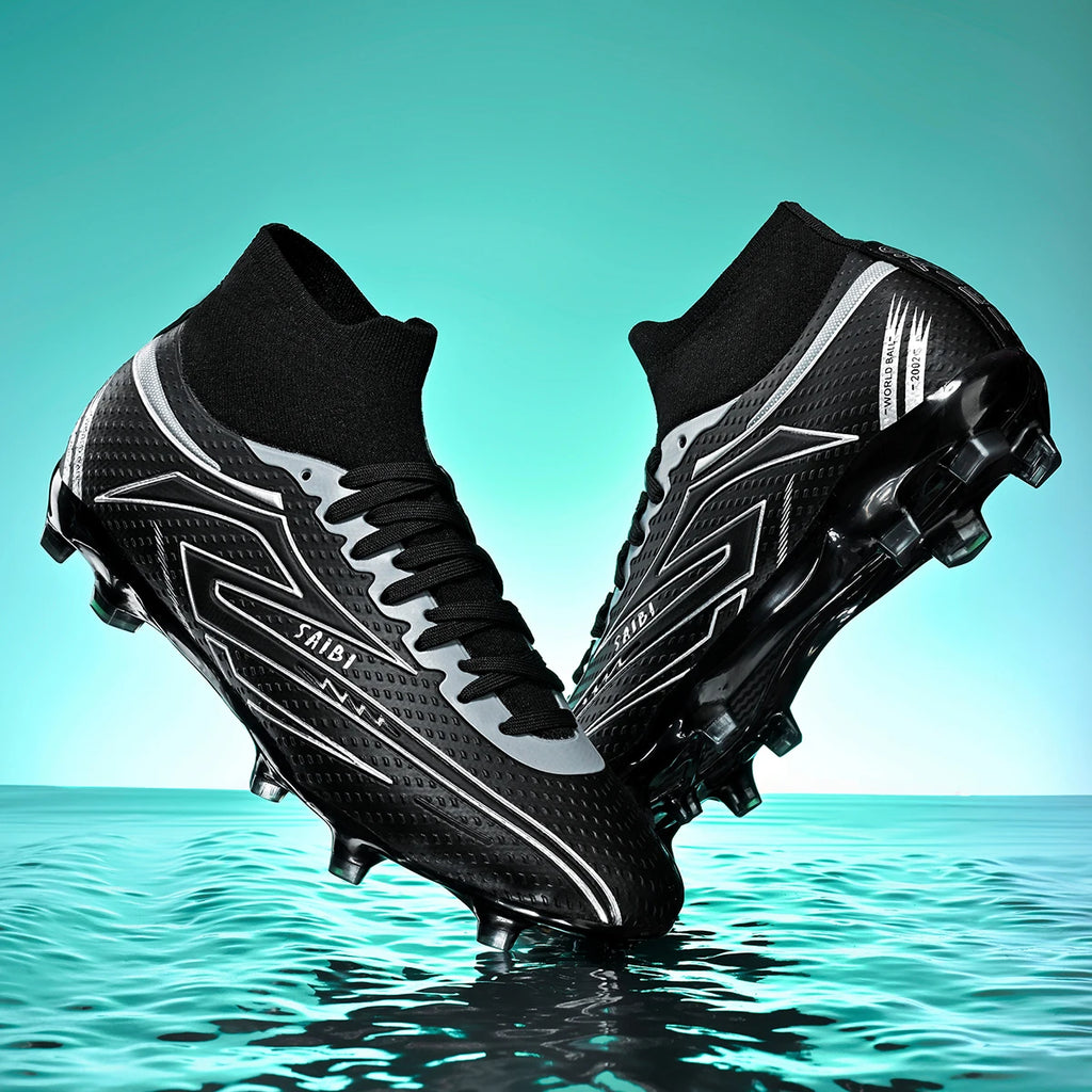 AG/FG Long Studs Soccer Shoes，PU Fabric Mixed Upper，TPU Sole Wear Resistant Anti Slip，Men Women Youth Outdoor Sports Traini