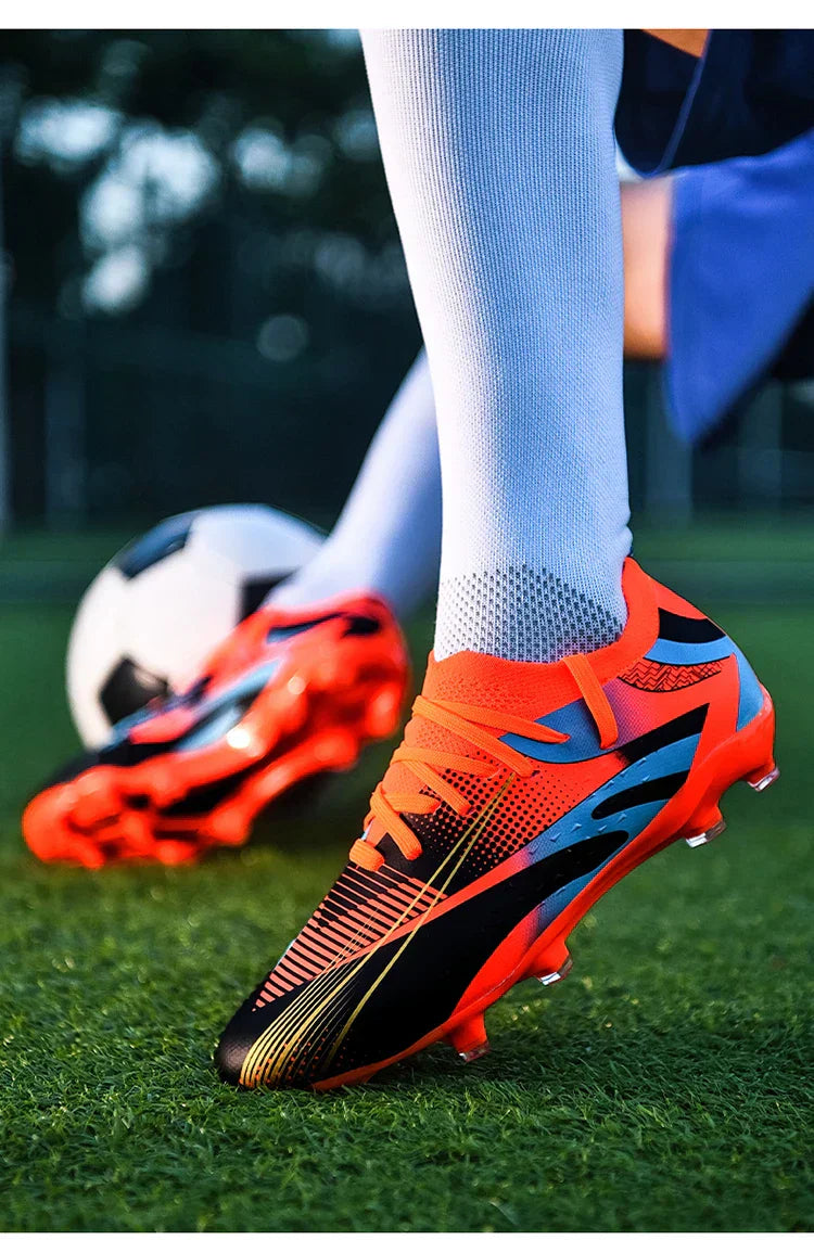 Professional Long Spikes Football Field Cleats Men Women Trend Pink Soccer Shoes Society Man Trainers Futsal Sneakers Size 33-46