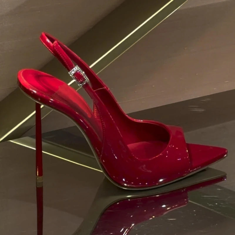 Sexy Thin High Heel Women Sandals Fashion Ankle Strap Singbacks Mules Shoes Summer Elegant Wedding Dress Sandalias Shoes