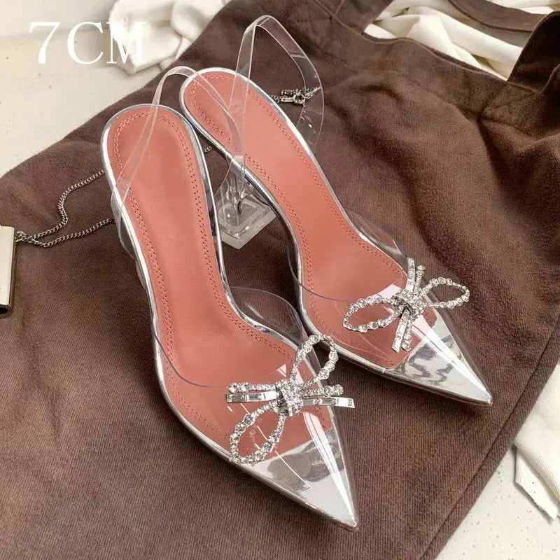 34-45 PVC Transparent Crystal Shoes 2026 Summer New Pointed Odd Heel Shoes Stiletto Ladies Sun Decoration Wild Fairy Shoes