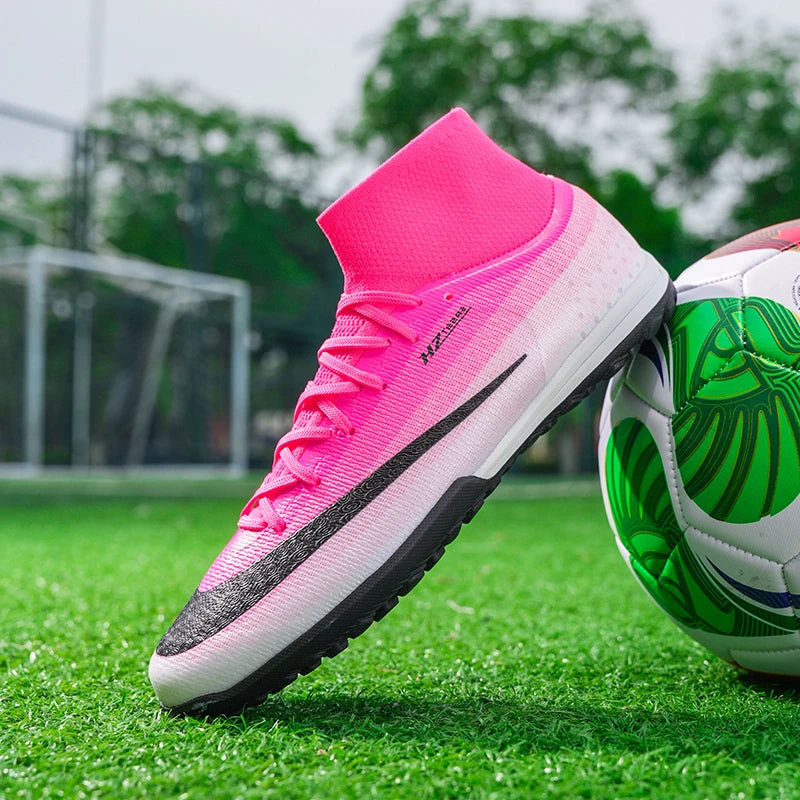Professional Soccer Shoes TF Teenagers Durable Looking HighTops Training Shoes Adult Outdoors Non Slip FootballShoes