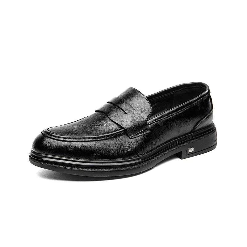 Men's Classic Leather Casual Shoes With Anti-Slip Thick Sole  Outdoor Walking Shoe  Pointed  Toe Comfortable And Durable Loafers