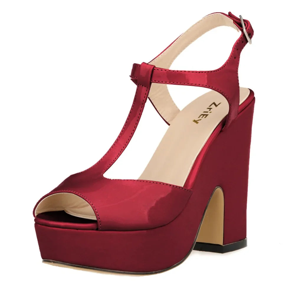 Women Sandals Fashion Sexy 12cm Ankle Strap Peep Toe High Heels Ladies Wedges Platform Sandal Patent Leather Party Wedding Shoes