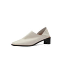 2025 Hot Sale slip-on Genuine Leather Women Pumps Square Toe Med Thick Heels Soft Upper Pumps Office Ladies Dress Shoes
