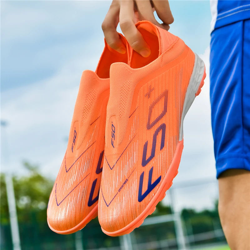 T36 Laceless Mens Soccer Shoes Boys F50 TF/FG Training Football Sneakers for Youth Turf Soccer Cleats Chuteira Campo 35-45