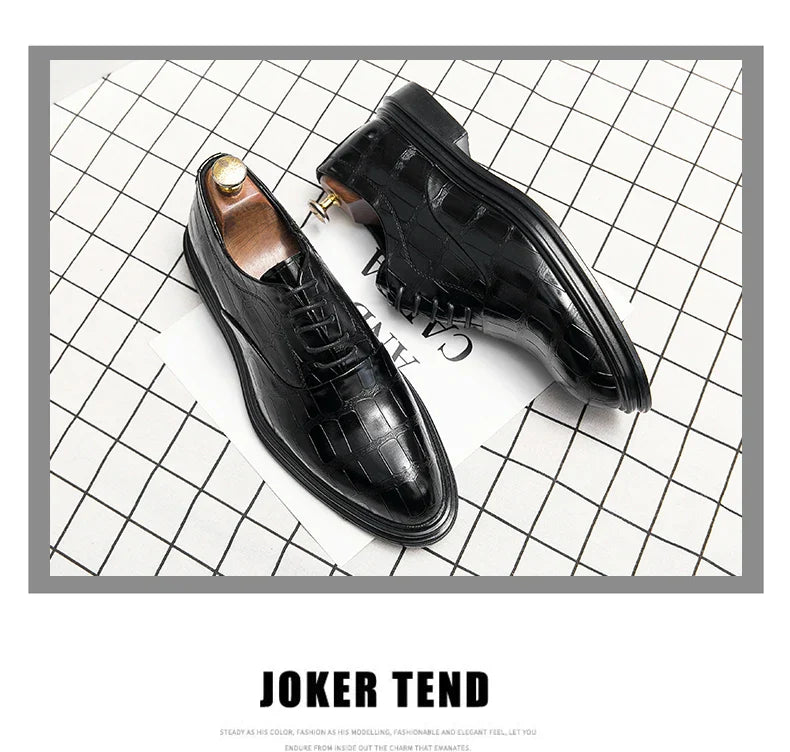 Men's Pointed Oxford Dress Shoes Leather Casual Office Wedding Shoes Gentleman Luxury High Quality 2026 Fashion