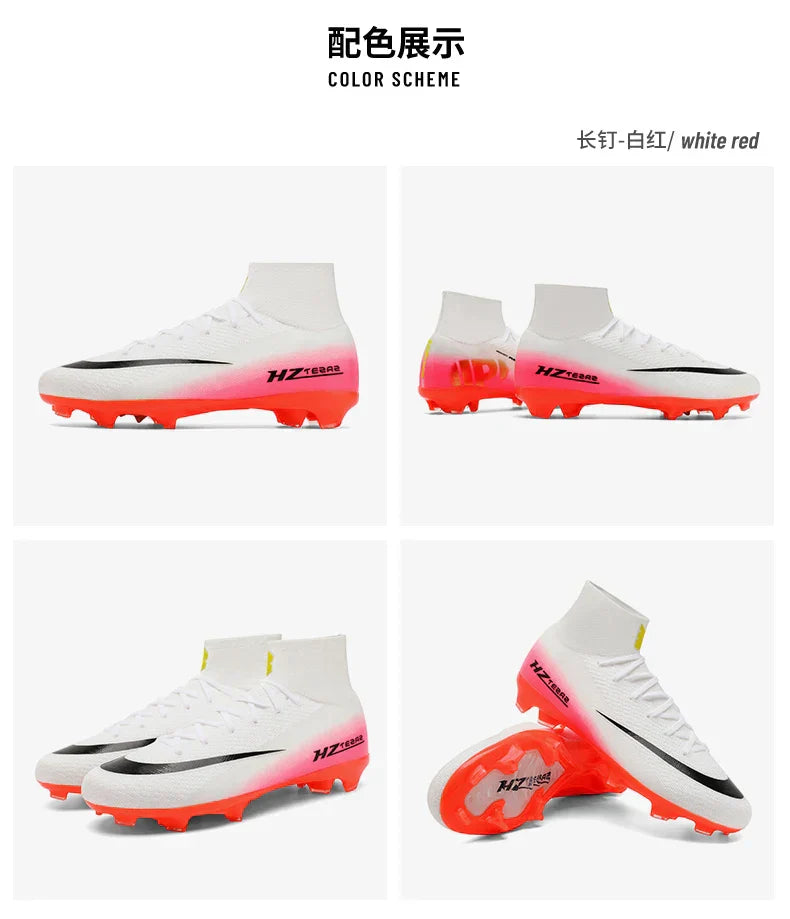 New Men Soccer Shoes Breathable Cleats Football Boots Training Boys Long Spikes Adult Outdoor Sport Non Slip Match Comfortable