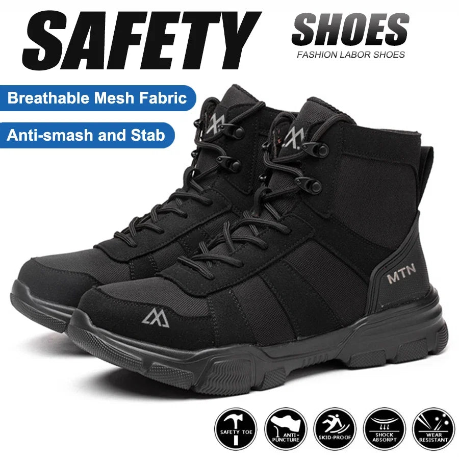 Steel Toe Work Boots Indestructible Safety Shoes Men Women Non Slip Work Shoes Male Tactical Boots Lightweight Protective Shoes