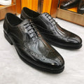 Luxury Men's Dress Shoes Genuine Leather Brogue Wingtip Toe Oxford Black Brown Lace-Up Business Wedding Formal Men Shoes