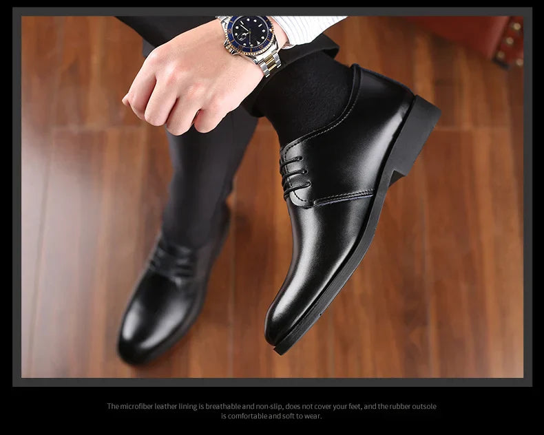 Men's Shoes Black Leather Formal Shoes for Men Oxfords Male Wedding Party Office Business Shoe Man zapatos de hombre Plus Size