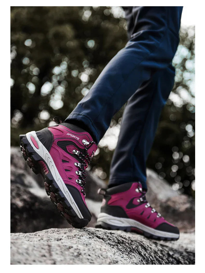 Outdoor Waterproof Hiking Boots Men's Women's Spring And Autumn Hiking Wear-resistant Mountain Sports Boots Hunting Sports Shoes