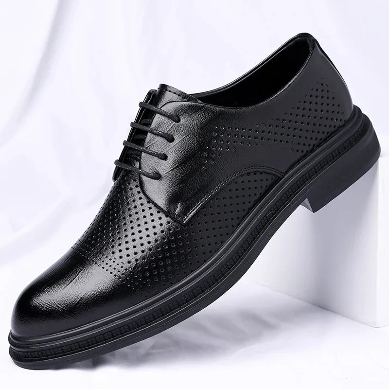 Men's Formal Leather Shoes Lace Up Breathable Non-slip Rubber Sole Lightweight Comfortable Dress Shoes Office & Special Occasion