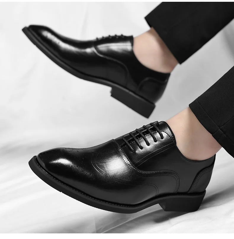 Solid Color New Dress Shoes for Men Lace Designer Fashion Wedding Derby Shoes Male Spring Autumn Business Casual Shoe Man