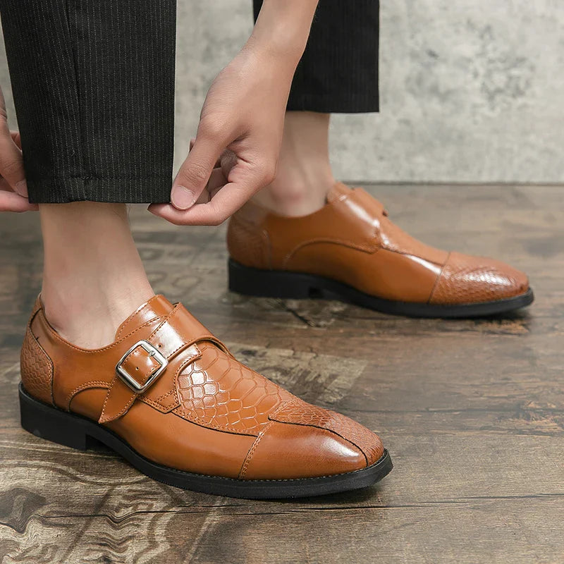 Leather Designer Brand Monks Snake Luxury Men Casual Office Business Man Loafers Mens Moccasins Driving Wedding Dress Male Shoes