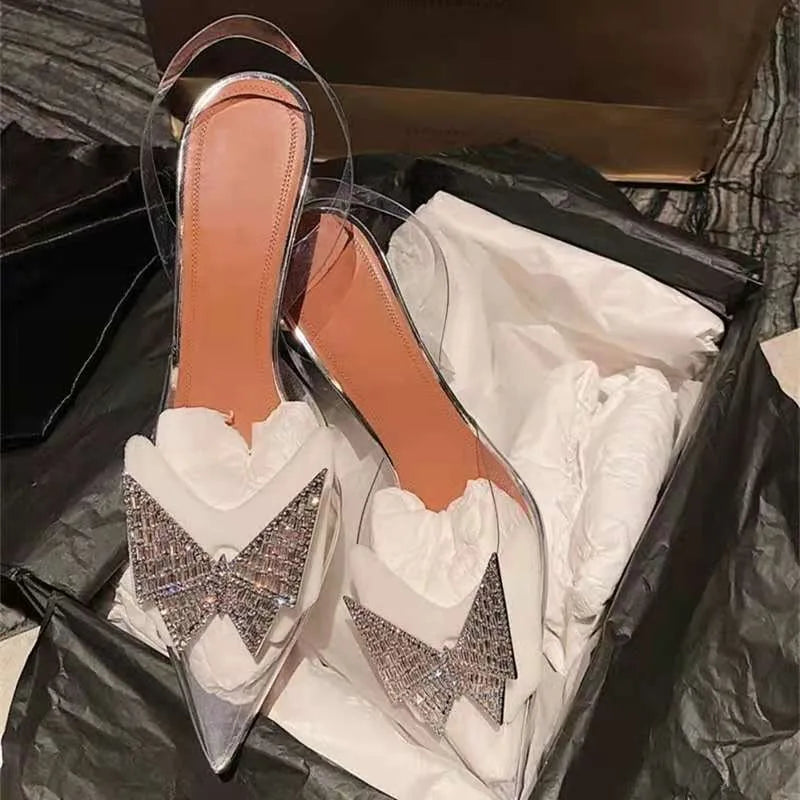 34-45 PVC Transparent Crystal Shoes 2026 Summer New Pointed Odd Heel Shoes Stiletto Ladies Sun Decoration Wild Fairy Shoes