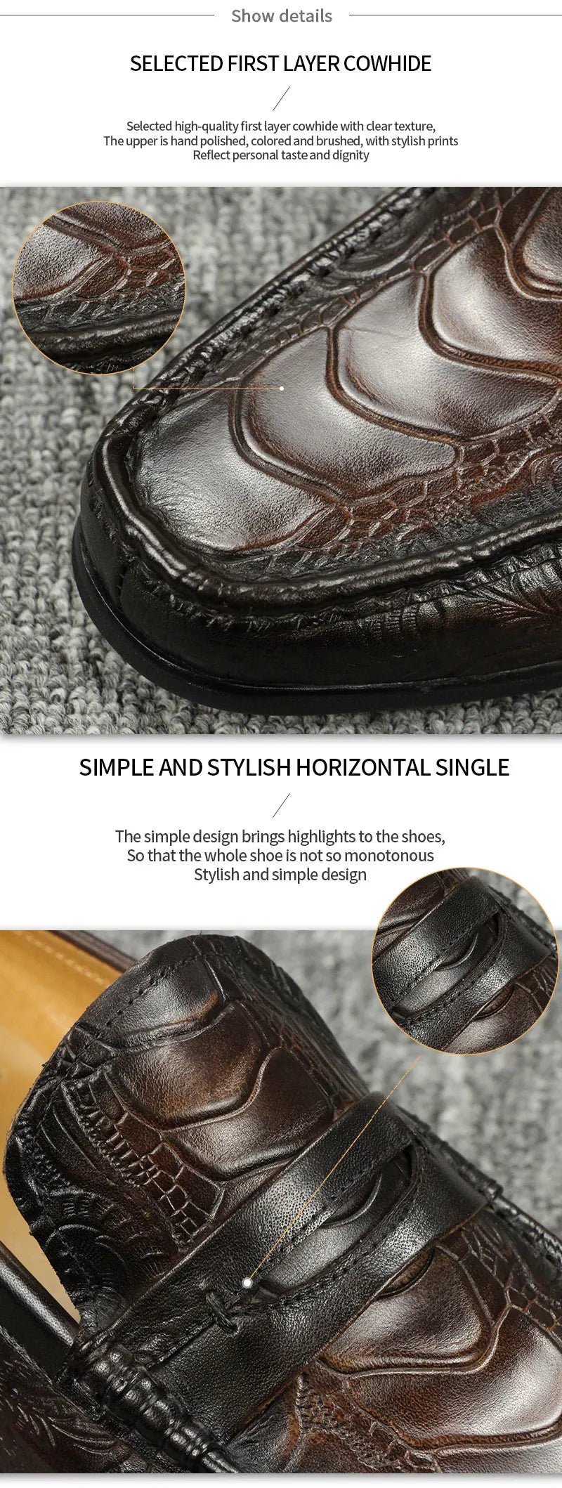 High Quality Casual One-step Loafers Genuine Leather Classic Leather Shoes Gentleman Dress Shoes Vintage Sapato Social Masculino