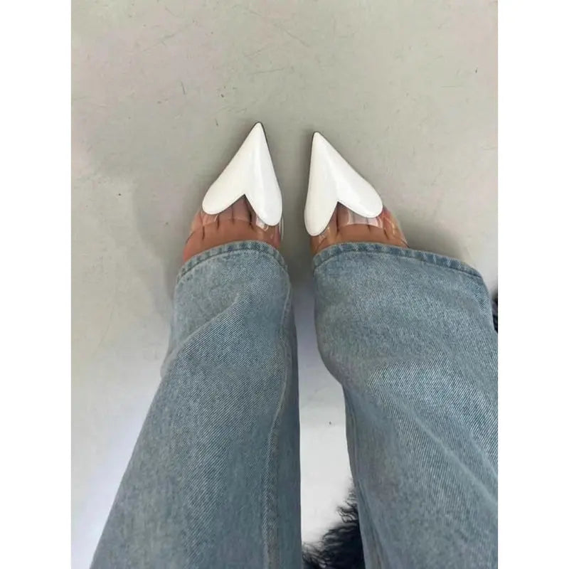 2026 European Summer New Women'S Sandals Pointy Thin Heels High Heels Back Empty Head Transparent Film Fashion Women'S Pumps