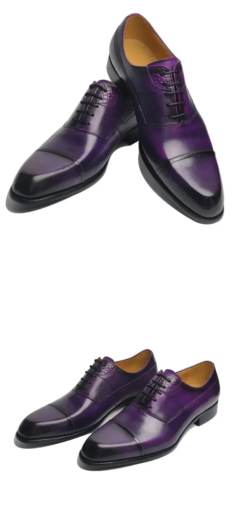 حذاء رجالي جديد أنيق رسمي بنفسجي مريح وأنيق لرجال الأعمال برباط بتصميم مدبب Sapatos Sociais Masculinos