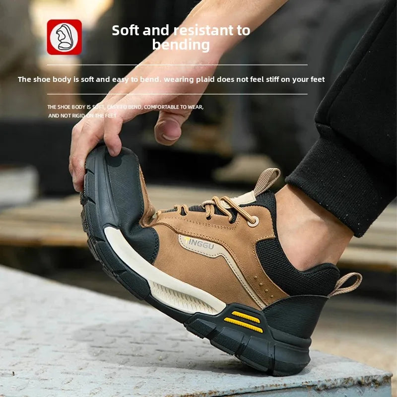 New Fashion 2025 Genuine Leather Insulation 10KV Work Safety Shoes Indestructible Multifunctional Sneakers Waterproof Male Boots