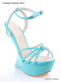 Candy Color Platform Strappy Sandals Novelty Round Open Toe Wedges High Heels Summer Women's Buckle Strap Party Prom Dress Shoes
