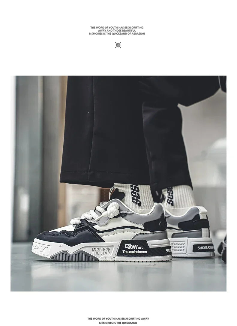 Men's Trendy Skate Shoes, Comfy Non Slip Casual Lace Up Sneakers For Men's Outdoor Activities