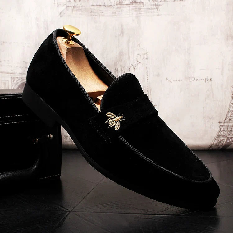 Men's Fashion Suede Leather Embroidery Loafers Mens Casual Printed Moccasins Oxfords Shoes Man Party Driving Flats EU size 38-45