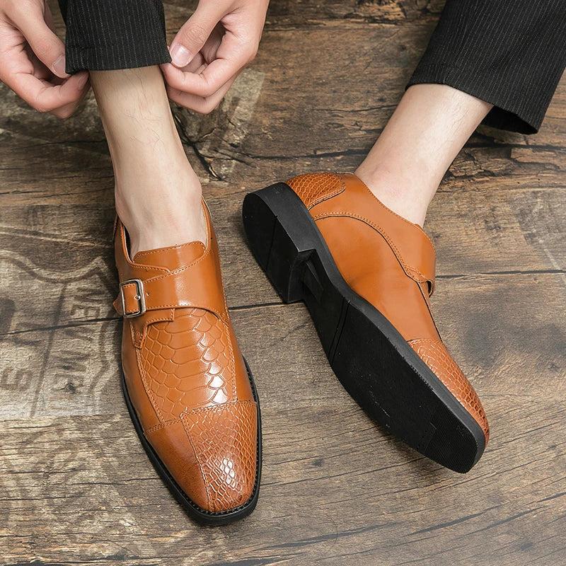 Leather Designer Brand Monks Snake Luxury Men Casual Office Business Man Loafers Mens Moccasins Driving Wedding Dress Male Shoes
