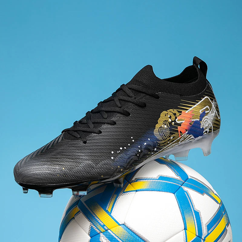 New Men Football Boots Match Ultralight Soccer Cleats FG Non-Slip Training Shoes Soccer Shoes Long Spikes Outdoor Drop Shipping
