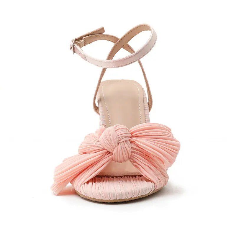 2026 Fashion Women Sandals with Thick Bow Fairy Silk Sandals Retro Fairy Shoes Lady Zapatos Super-high Heel