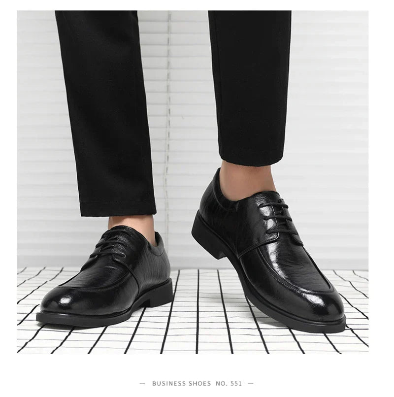 Brown Leather Dress Shoes British Style Lace Up Formal Business Footwear Groom Wedding Shoes Low Top Comfortable Office Shoes
