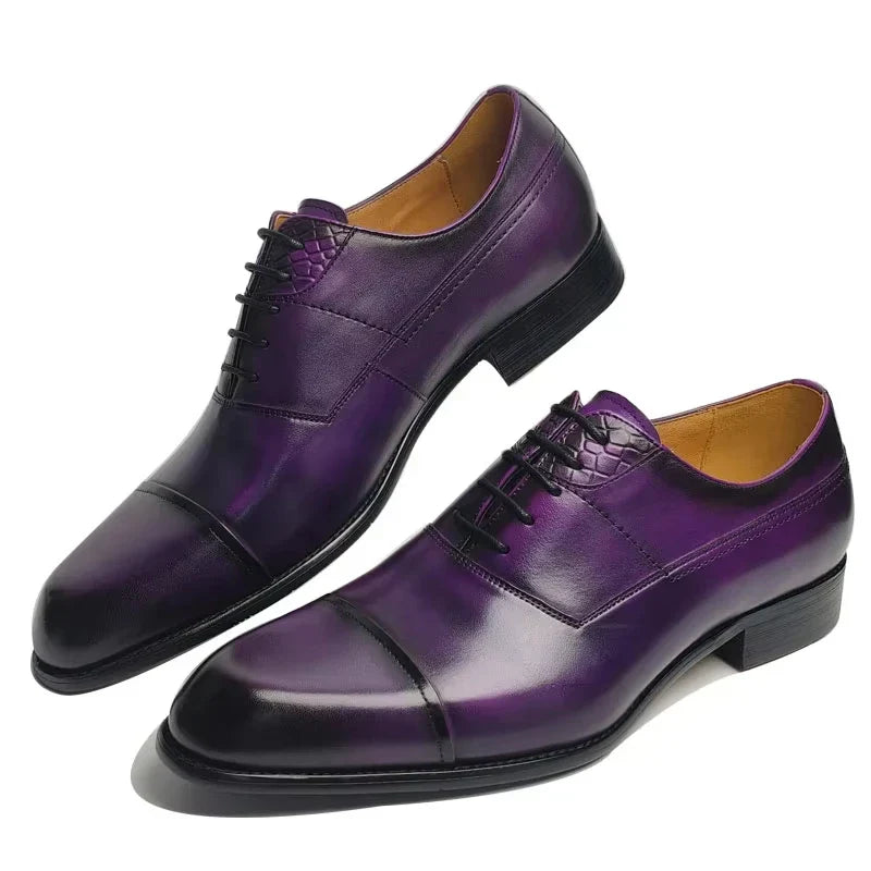 حذاء رجالي جديد أنيق رسمي بنفسجي مريح وأنيق لرجال الأعمال برباط بتصميم مدبب Sapatos Sociais Masculinos