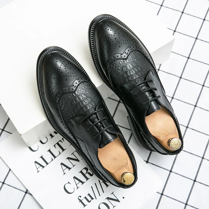 Designer Business Oxfords Formal Wedding Mens Derby Italian Original Crocodile Leather Dress Office Loafers Casual Shoes for Men