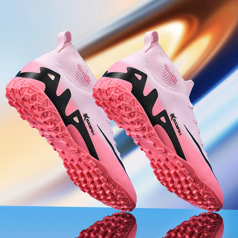 Double Star Women's Soccer Shoes, TF/AG Sole Studs, Anti Slip Grip, Stable Support, Women's High Top Soccer Shoes