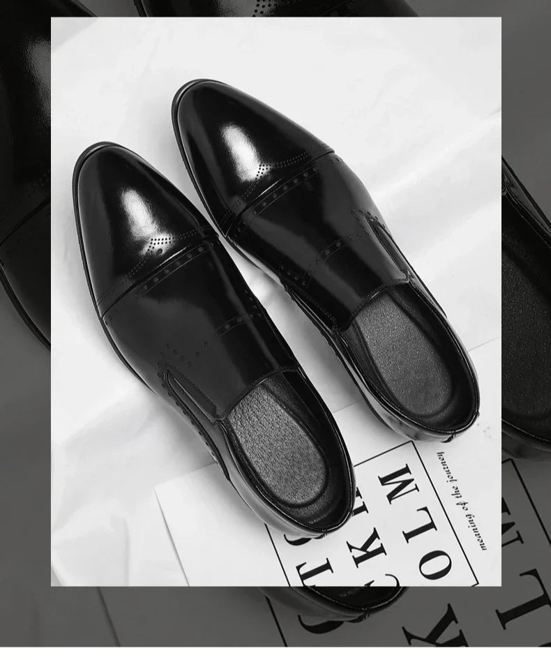 Big Size Dress Shoes for Men Solid Color Summer Autumn Fashion Business Casual Shoes Male British Style Cow Leather Shoe Man