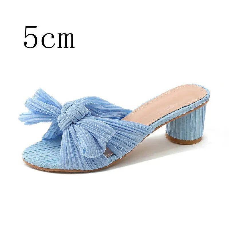 2026 Fashion Women Sandals with Thick Bow Fairy Silk Sandals Retro Fairy Shoes Lady Zapatos Super-high Heel